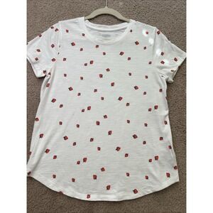 Old Navy Womens S Strawberry 100% Cotton Short Sleeve Crew Neck Tee Shirt
